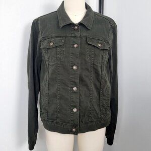 Vintage Y2K L.L.Bean Washed Olive Green Denim Utility Jacket